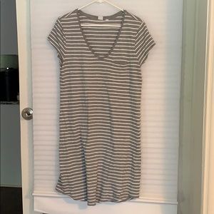 Gray and white T-shirt dress